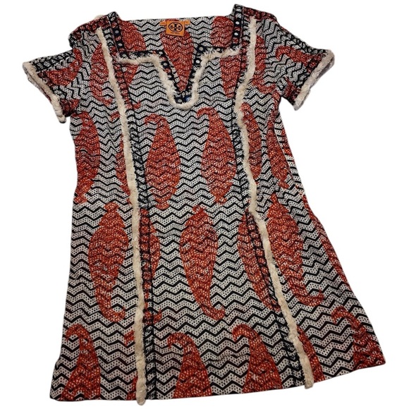 Tory Burch Liseth Fringe Tunic Swim Cover-Up - Size 6 - Picture 1 of 6
